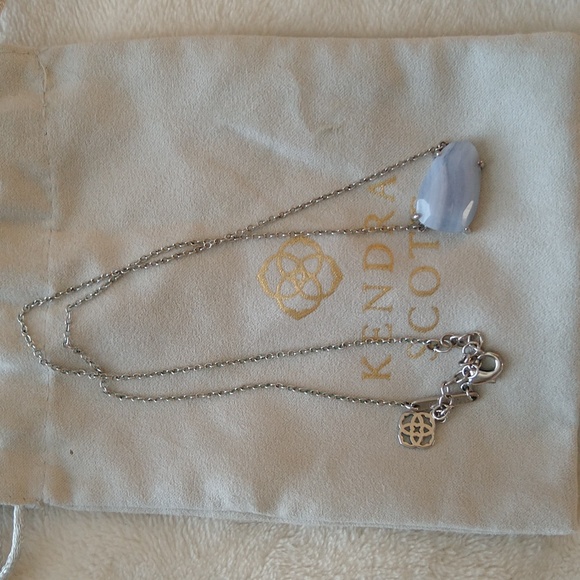 Kendra Scott Isla Necklace Blue Lace Rhodium Silver - Picture 4 of 10